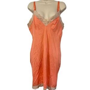 Beeline Fashions Womens Vintage Lace Peach Full Slip Knee Length USA Made 36 /XS